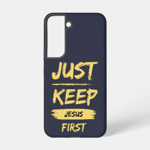 Gelb Jesus zuerst halten Samsung Galaxy Hülle
