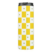 Gelb kardiert mit grünem Herztumor Thermosbecher (Rückseite)