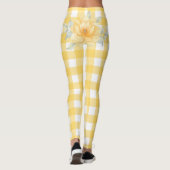 Gelb Kariert, Blume Hintern Leggings (Rückseite)