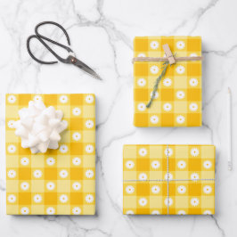 Gelb kariert floral geschenkpapier set