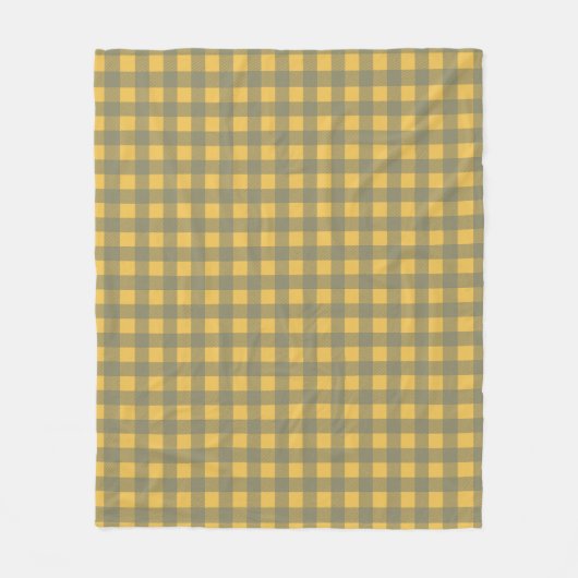 Gelb kariertes Gingham-Muster Fleecedecke (Vorderseite)
