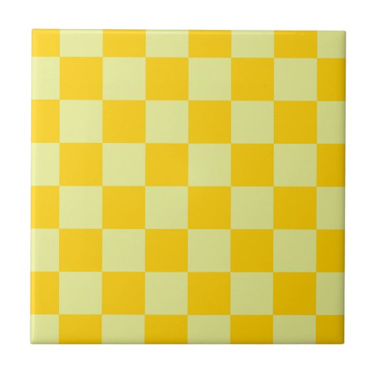 Gelb kariertes Gingham-Muster Fliese (Vorderseite)