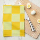 Gelb kariertes Gingham-Muster Geschirrtuch (Viertel Falte)