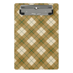 Gelb kariertes Muster mit grünem Streifen Mini Klemmbrett