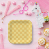 Gelb kariertes Muster Pappteller (Party)