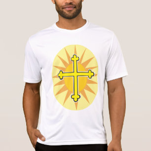 Gelb Kreuz Bottony Sonnenstrahl Christlicher Glaub T-Shirt