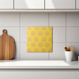 Gelb kühne Y2K-Wildblume Lebhaftes Frühjahrsdekor Fliese