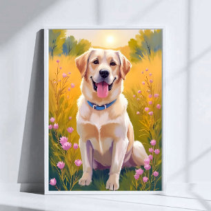 Gelb Lab Labrador Retriever Hund Haustier Malerei Poster