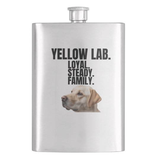 Gelb Lab Loyalty Edelstahl-Flasche Flachmann (Vorderseite)