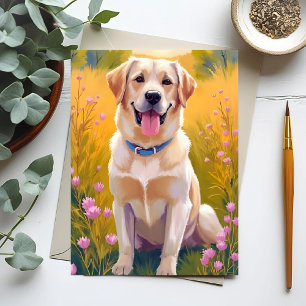 Gelb Lab Malerei Labrador Retriever Hund  Postkarte