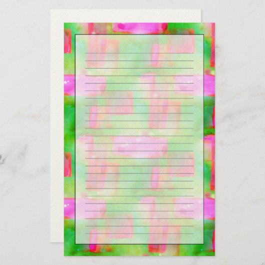 Gelb lackiertes Sonnenlicht, rosa Briefpapier (Vorne/Hinten)