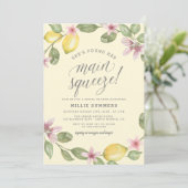 Gelb | Lemon Wreath Main Squeeze Brautparty Einladung (Stehend Vorderseite)