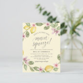 Gelb | Lemon Wreath Main Squeeze Brautparty Einladungspostkarte (Stehend Vorderseite)
