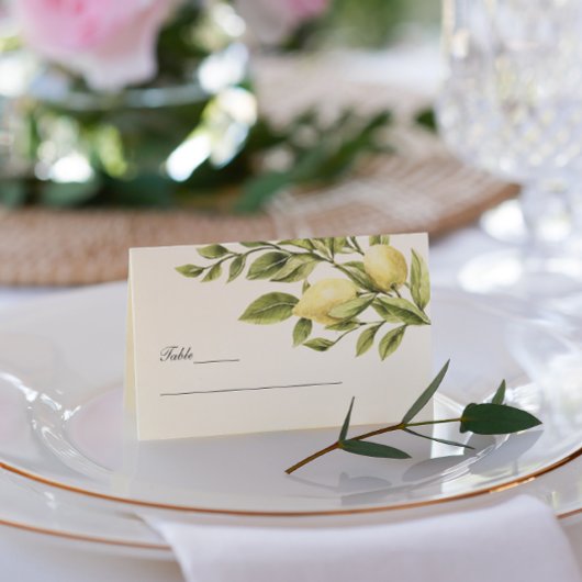 Gelb | Lemons Blätter elegante Hochzeit Visitenkarten