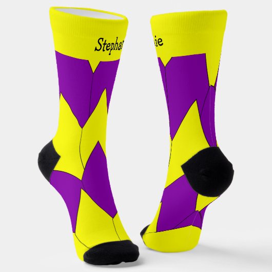 Gelb-lila Art Deco Design Socken (Gewinkelt)