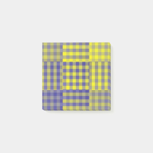Gelb Lila Karo-Patchwork-Muster Post-it Klebezettel (Vorderseite)