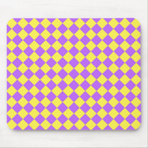 Gelb Lila Schachbrett Diamantmuster Mousepad