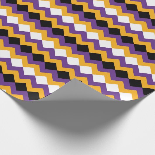Gelb, Lila, schwarz und weiß Zigzag Zickzack Geschenkpapier (Ecke)