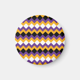 Gelb, Lila, schwarz und weiß Zigzag Zickzack Magnet