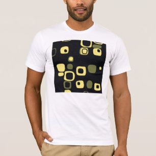 Gelb, Limette, Schwarzes Retro-Abstraktes-Kunst-T- T-Shirt