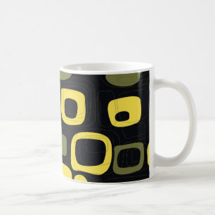 Gelb, Limon, Schwarz Retro Abstrakt Art Tasse