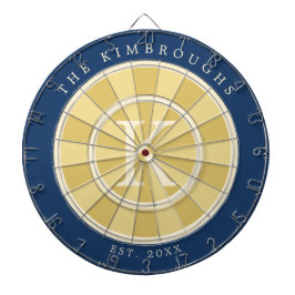 Gelb Marineblau Familienmonogramm Dartscheibe