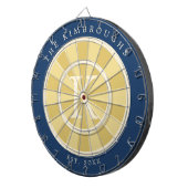 Gelb Marineblau Familienmonogramm Dartscheibe (Vorderseite rechts)