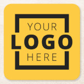 Gelb markiertes Logo für Werbeaktionen Rechteckiger Pappuntersetzer (Vorderseite)