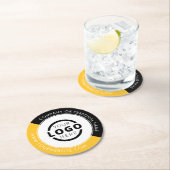 Gelb markiertes Logo für Werbeaktionen Runder Pappuntersetzer (Vor Ort)