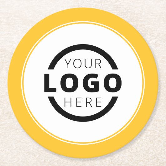 Gelb markiertes Logo für Werbeaktionen Runder Pappuntersetzer (Vorderseite)