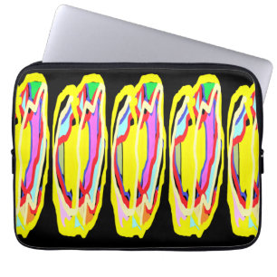 Gelb Mellow bunt abstrakte Art Hippie Stil Laptopschutzhülle