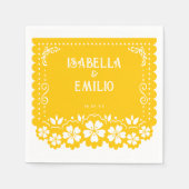 Gelb | Mexican Papel Picado Wedding Serviette (Vorderseite)