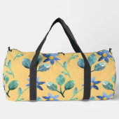 GELB MIT BLAUEN BLUME UND BLÄTTER DUFFLE BAG (Vorderseite)