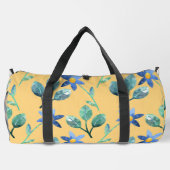 GELB MIT BLAUEN BLUME UND BLÄTTER DUFFLE BAG (Rückseite)