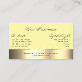 Gelb mit Golddekor und Niedlicher Rose Blume Moder Visitenkarte (Rückseite)