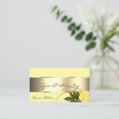 Gelb mit Golddekor und Niedlicher Rose Blume Moder Visitenkarte (Stehend Vorderseite)