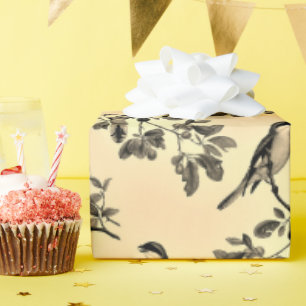 Gelb mit grauem Chickadee-Songbird-Umschlagpapier Geschenkpapier