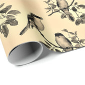 Gelb mit grauem Chickadee-Songbird-Umschlagpapier Geschenkpapier (Rolleneckpunkt)