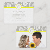 Gelb mit grauem Damast Hochzeitsinfo-Karten Begleitkarte (Vorne/Hinten)