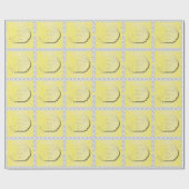 Gelb mit grauem Damast-Muster Geschenkpapier (Flach)