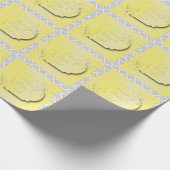 Gelb mit grauem Damast-Muster Geschenkpapier (Ecke)