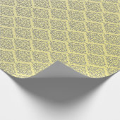 Gelb mit grauem Damast-Muster Geschenkpapier (Ecke)