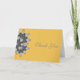 Gelb mit grauem Floral Lotus Vielen Dank Dankeskarte
