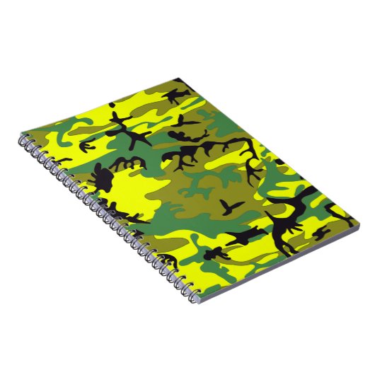 Gelb mit Green Camouflage Notebook Notizblock (Rechte Seite)