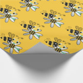 Gelb mit Hummel-Biene und Blume Geschenkpapier (Ecke)