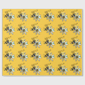 Gelb mit Hummel-Biene und Blume Geschenkpapier (Flach)