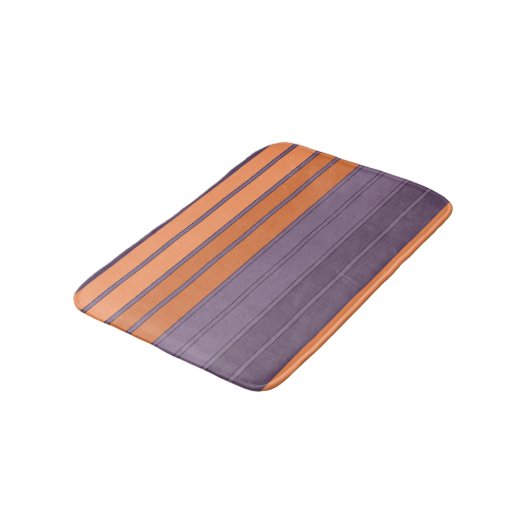 Gelb mit lila gestreiftem Muster Badematte (Schrägansicht)