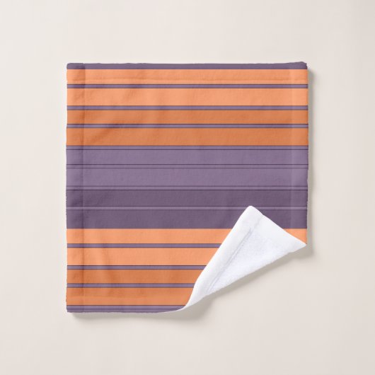 Gelb mit lila gestreiftem Muster Badhandtuch Set (Waschlappen)