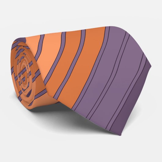 Gelb mit lila gestreiftem Muster Krawatte (Gerollt)