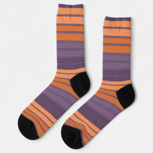 Gelb mit lila gestreiftem Muster Socken